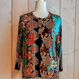 Johnny Was long sleeve Henley Tee